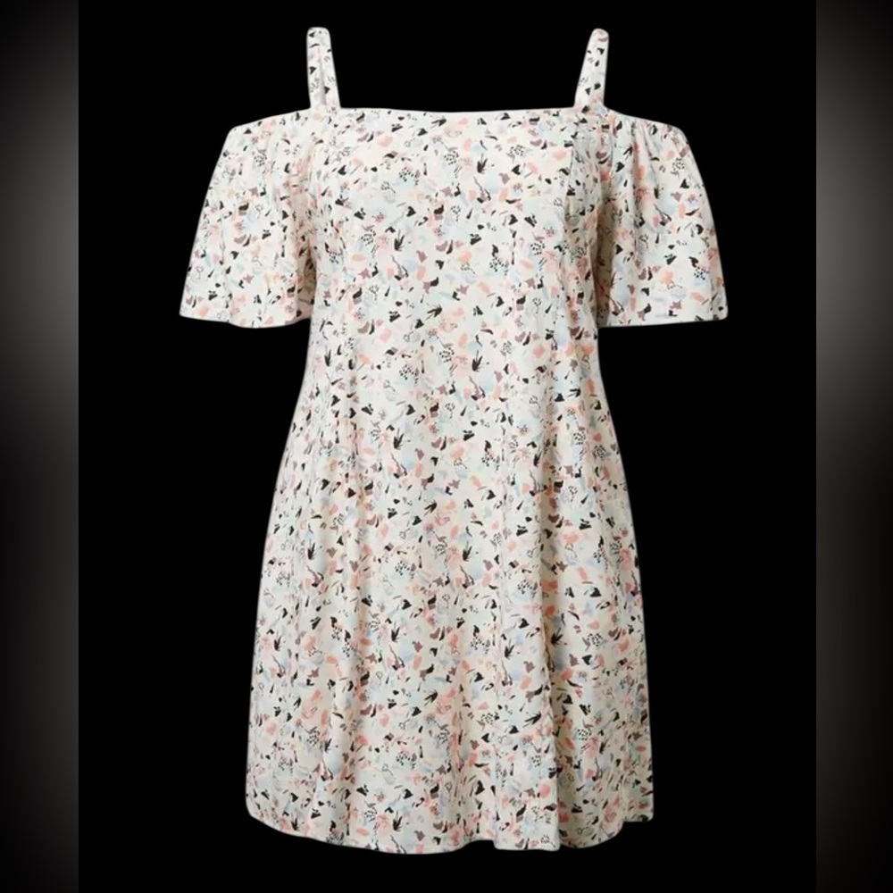 Torrid Mini Challis Cold Shoulder Trapeze Dress Sz 0 - Picture 4 of 9